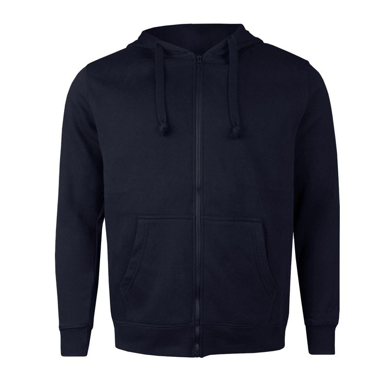 Polerón Canguro Con Cierre Unisex Azul Marino -0