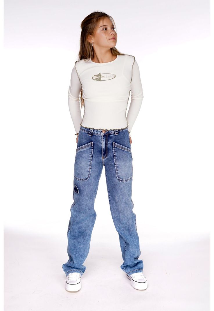 JEANS TOTA RECTO BOLSILLO PARCHE DIAGONAL-0