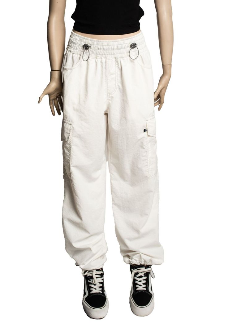 Pantalón Bengalí Parachute Pretina Ancha Blanco Cacao-1
