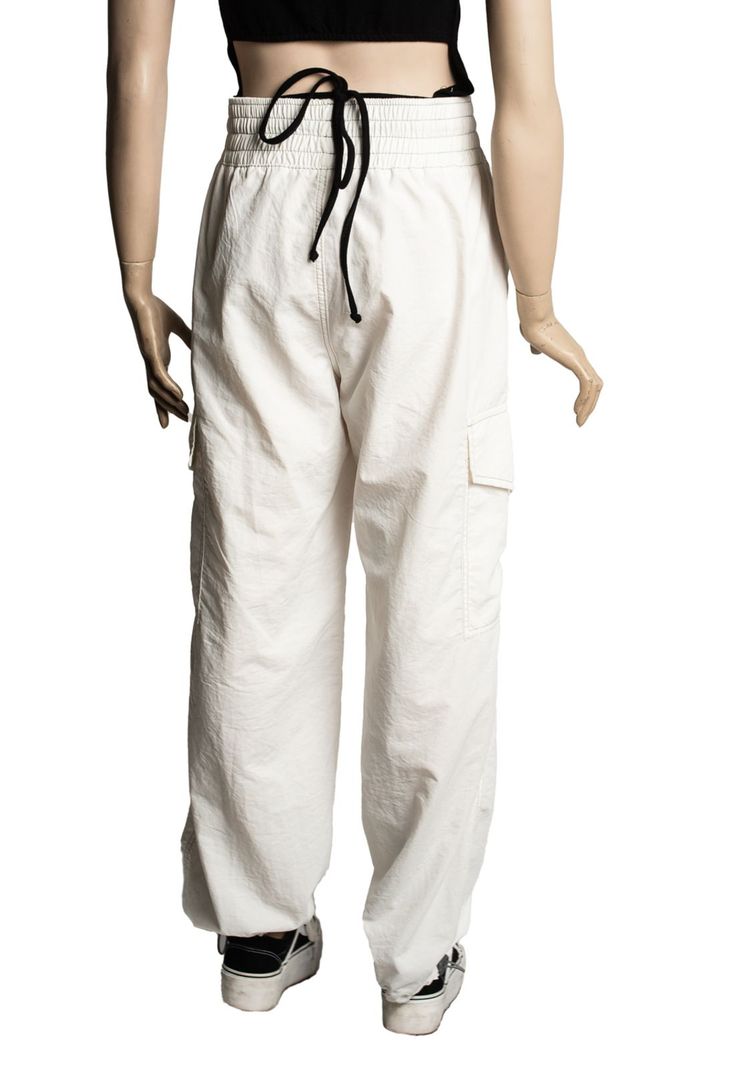 Pantalón Bengalí Parachute Pretina Ancha Blanco Cacao-3