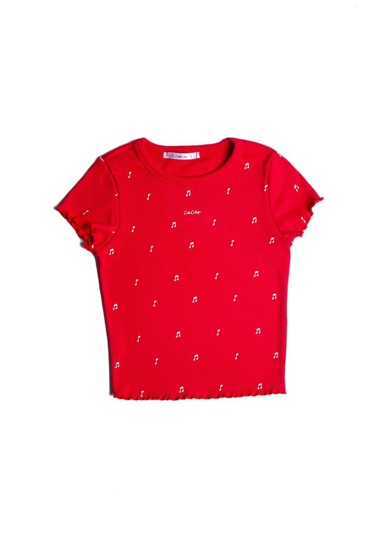 Polera Adel Regular Basic Print Rojo Cacao-0