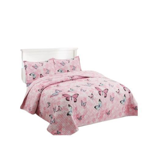 Cubrecama Quilt Verano 2 Plazas Mundo Mariposas XF79