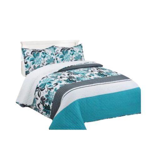 Cubrecama Sherpa 2 Plazas - Turquesa Hojas M910