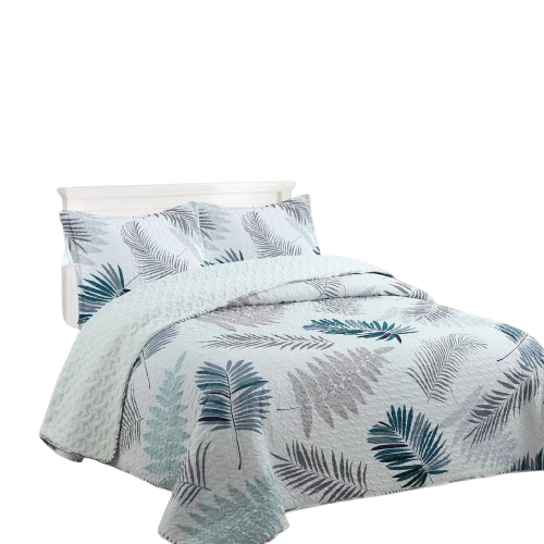 Cubrecama Quilt Sherpa 2P - Blanco Ramas M944-1
