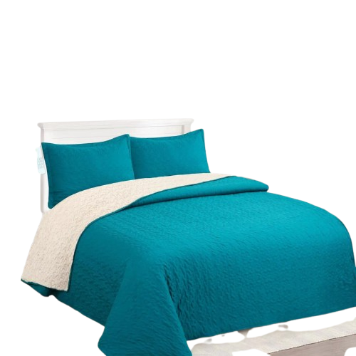 Cubrecama Quilt Sherpa 1.5 plazas - Azul Petroleo-1