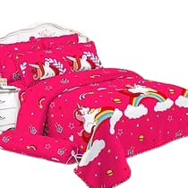 Cubrecama Quilt Verano 1.5 - Rosado Unicornio Arcoiris 008