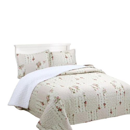 Cubrecama Quilt Sherpa King - Turquesa Hojas M910-0