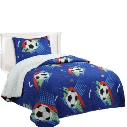 Cubrecama Sherpa 1.5 Plazas -Azul Balones M942