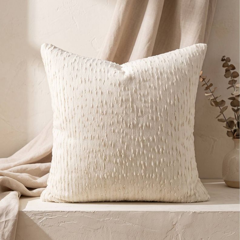 Set 2 Fundas de Cojín Peluche Rayas Bicolor Blanco 45x45 cm Colección Safari Serengeti