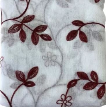 Cortina Velo Visillo Bordado 140 x 230 cms 2 Paños - Blanco Flores Rojas-1