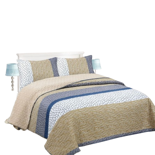 Cubrecama Quilt Sherpa 1.5 plazas - Beige Tricolor M928-0