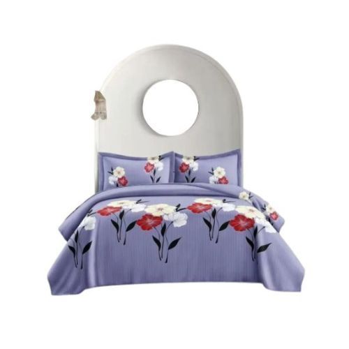 Cubrecama Quilt Verano 2 Plazas - Morado Flores FLH1828 - Morado \t