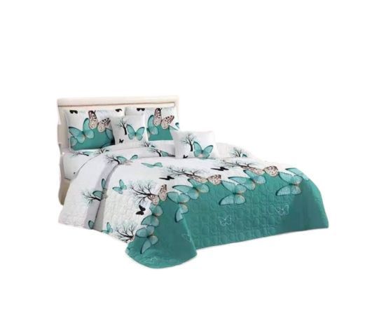Cubrecama Quilt Verano 1.5 Plazas-Turquesa Bicolor YC620