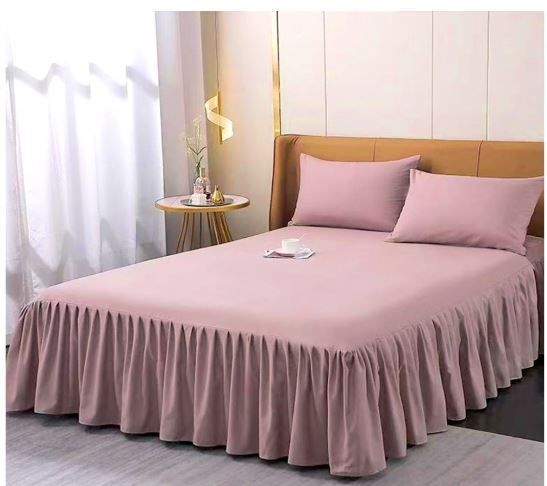 FALDÓN DE CAMA 1.5 PLAZAS PROTECTOR BASE  - Rosa-0