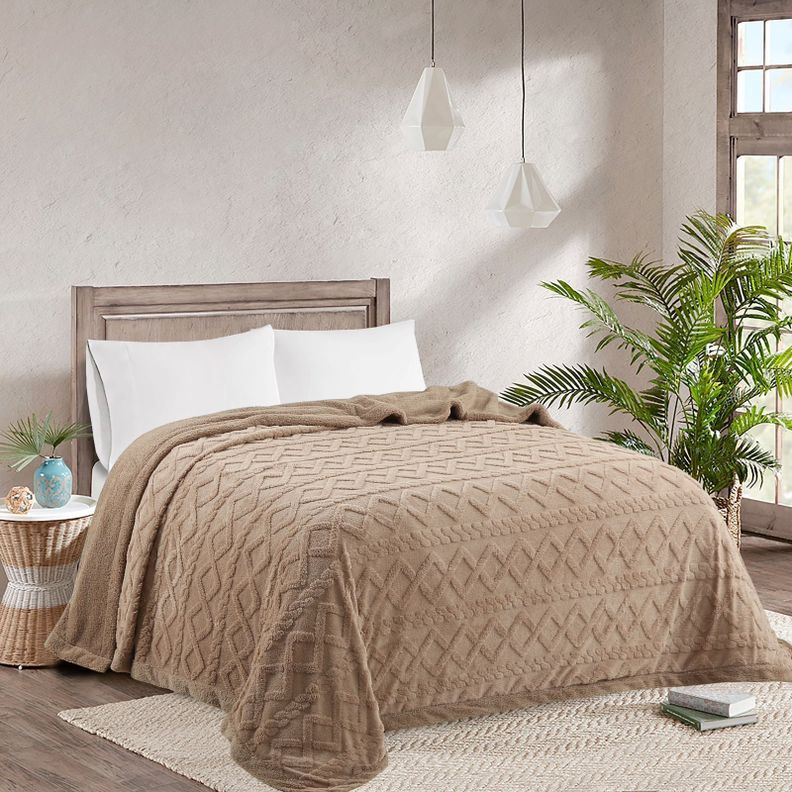 Frazada Térmica 2 plazas  100% poliéster Beige-1