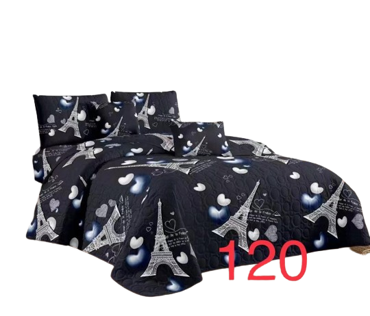 Cubrecama Quilt Verano 2 Plazas Negro Paris Torre -1
