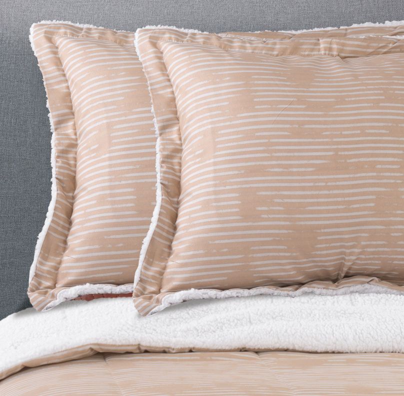 Plumon Estampado con Sherpa Beige 2 Plazas-1