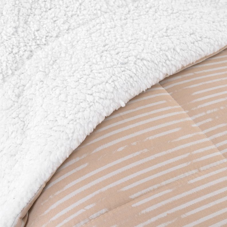 Plumon Estampado con Sherpa Beige 2 Plazas-2