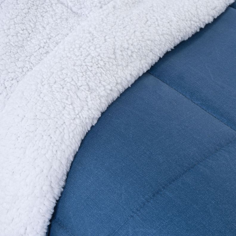 Plumon Estampado con Sherpa Azul 1.5 Plaza-2