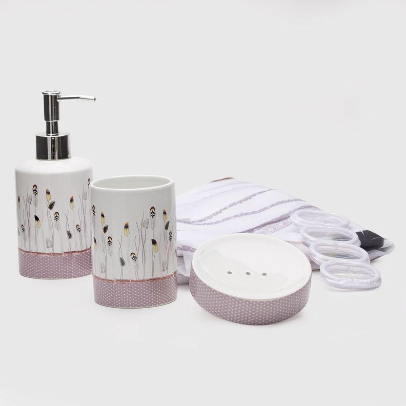 Set de Baño 16 piezas c/ Cortina Morado-0