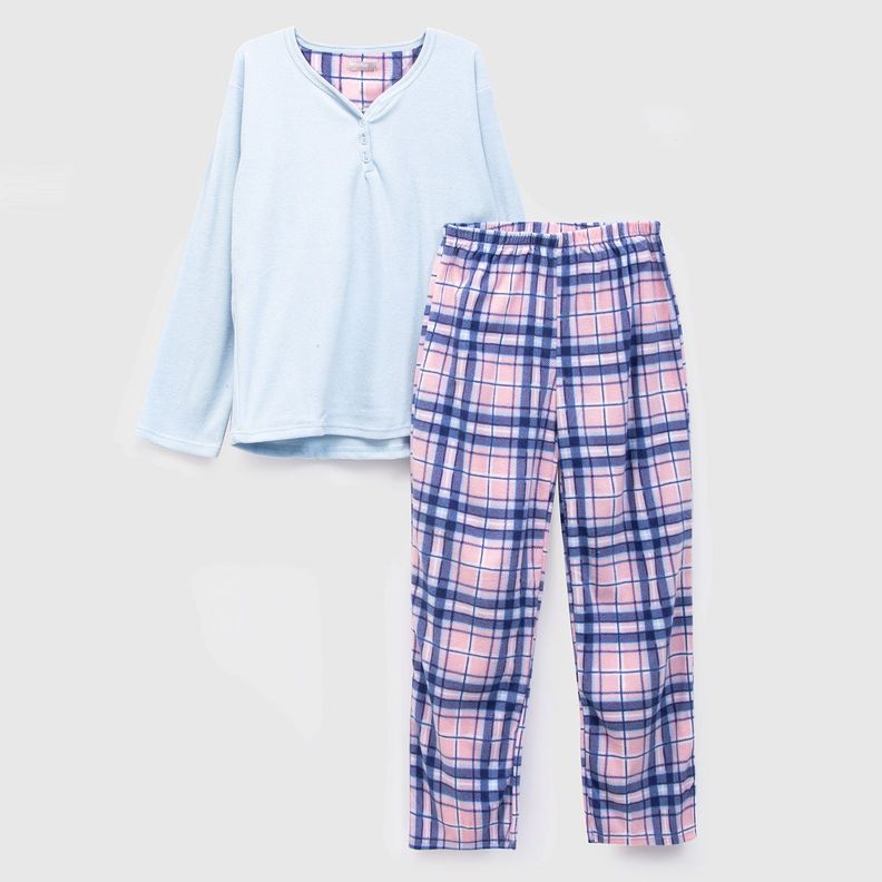 PIJAMA POLAR ESCOCES CELESTE-0