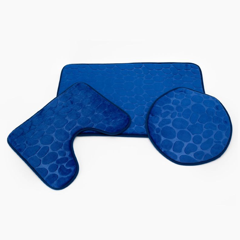 SET ALFOMBRA BAÑO PISO Y CUBRE WC AZUL-0
