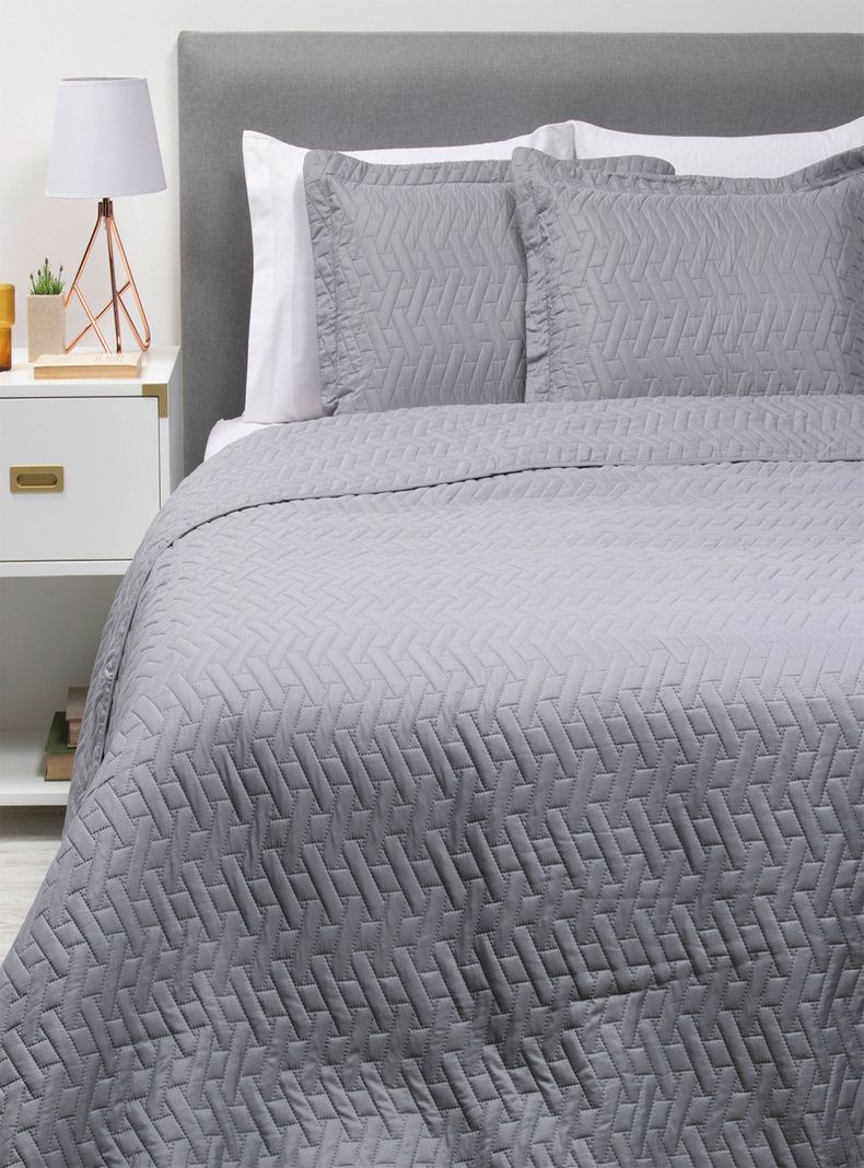 QUILT/CUBRECAMA KING LISO GRIS-1