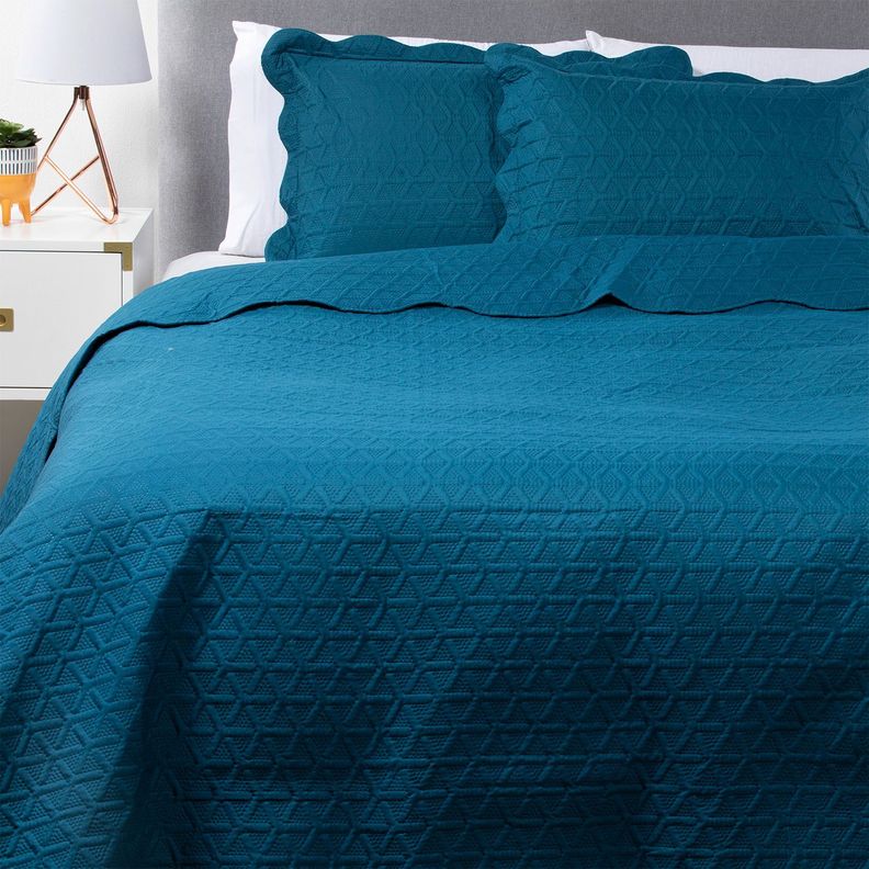 QUILT/CUBRECAMA KING LISO AZUL -0