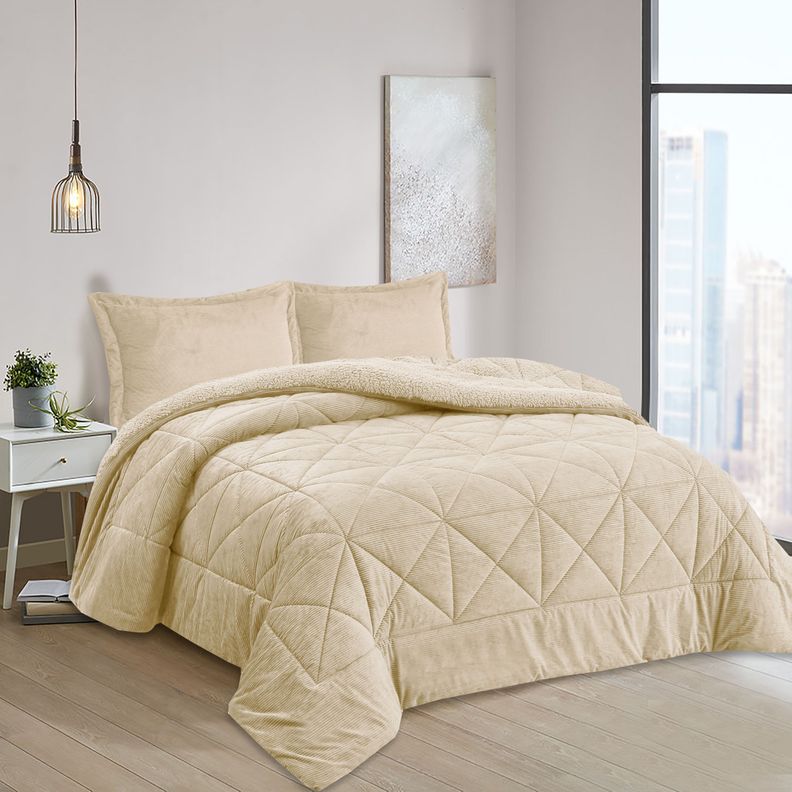 Plumon Babycord beige 1.5 Plazas