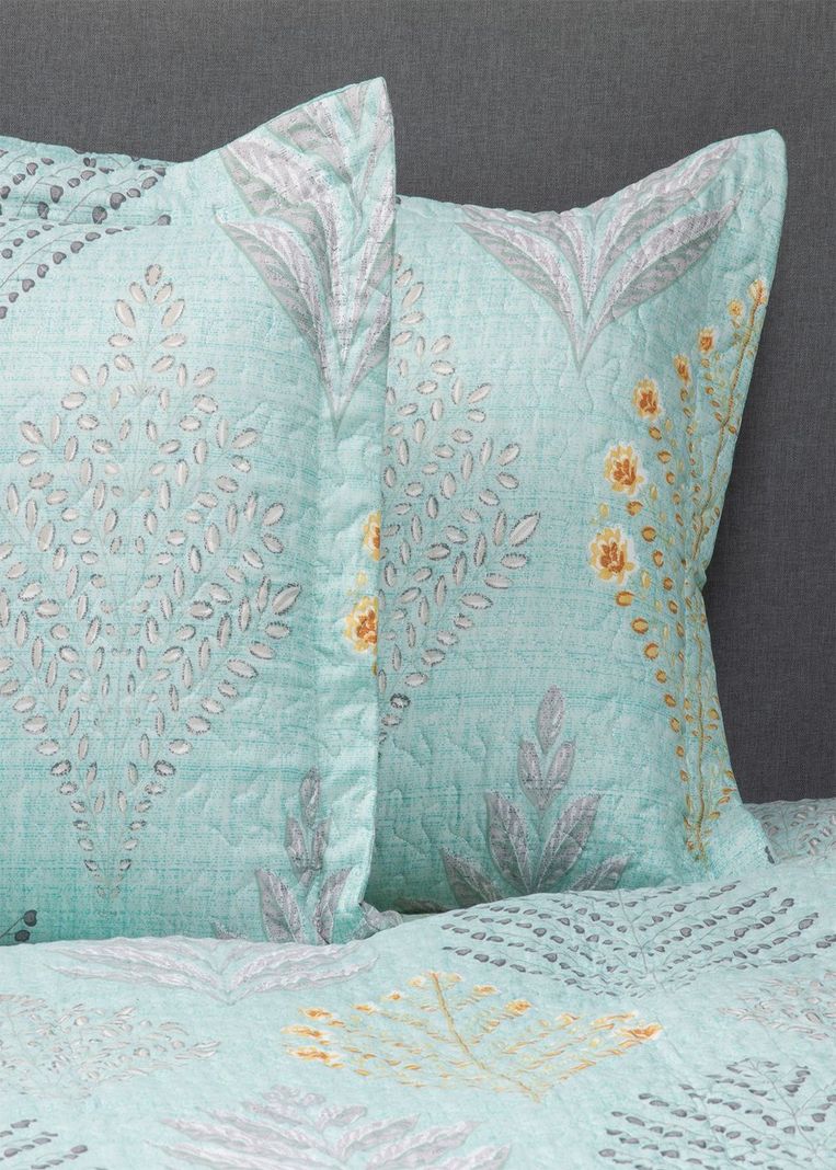 QUILT/CUBRECAMA ESTAMPADO VERDE AGUA KING-2