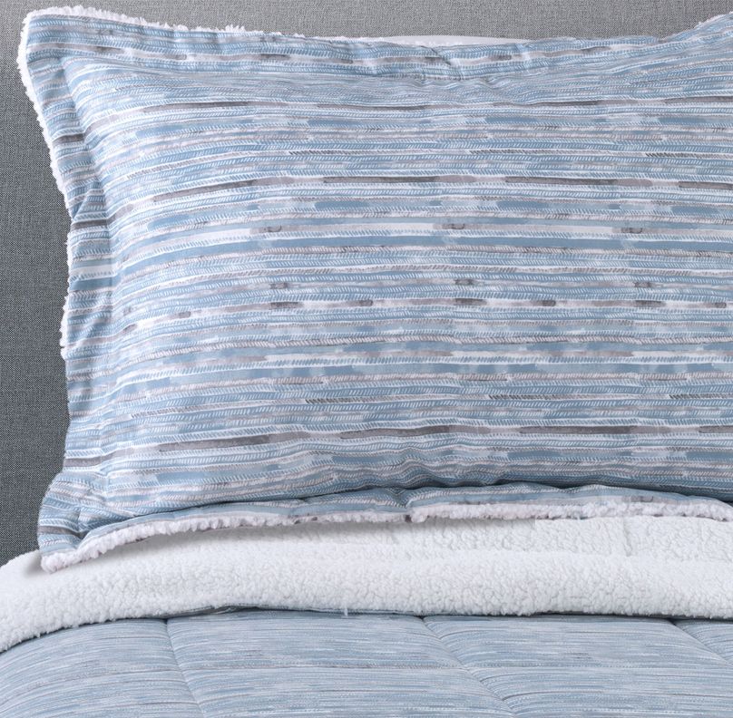Plumon Estampado con Sherpa Celeste 1.5 Plaza-1