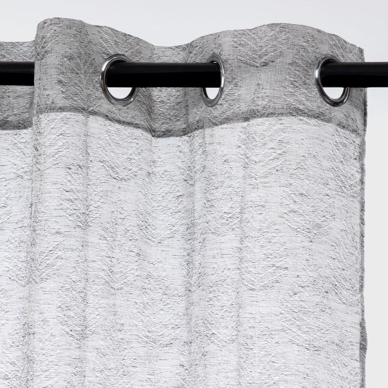 Set 2 Cortinas Visillos Leaves Gris-1