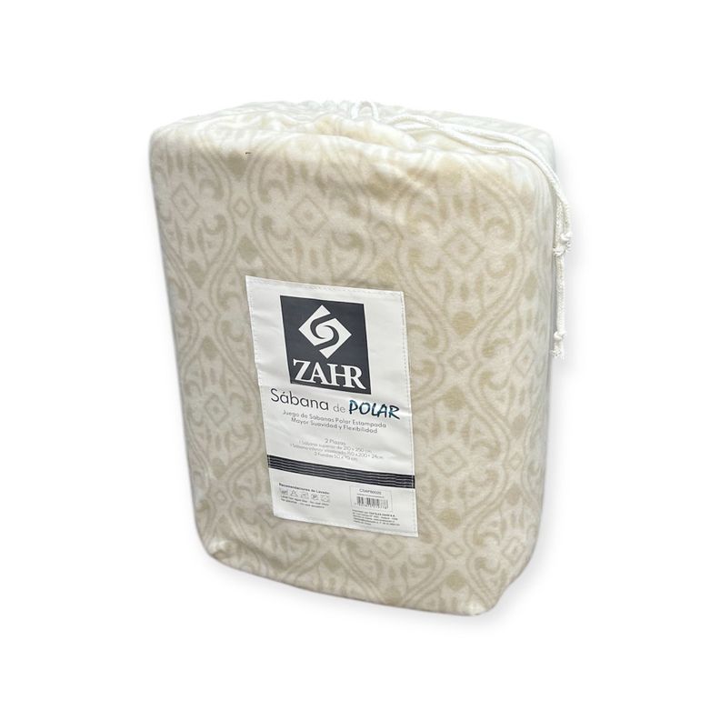 JUEGO SABANAS DE POLAR ESTAMPADAS BEIGE 1 PLAZA