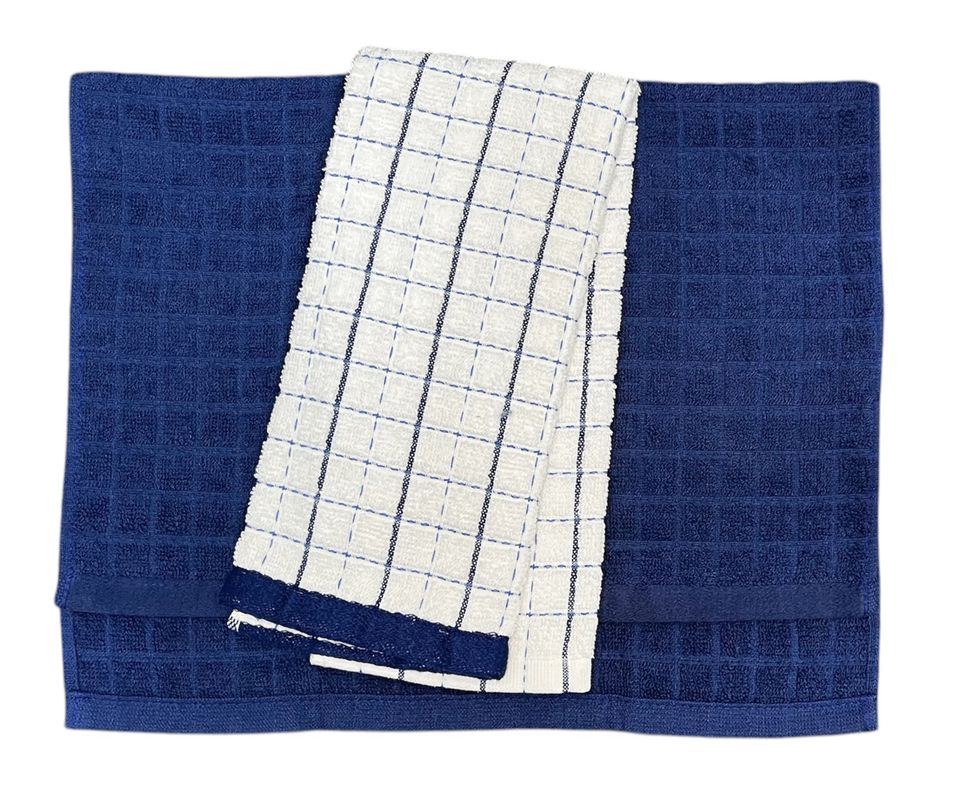 SET DE 2 PANOS DE COCINA TEJIDO AZUL