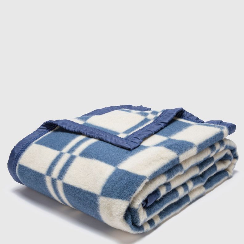 FRAZADA LANA PREMIUM ESCOCESA 95% LANA AZUL 1.5 P-0