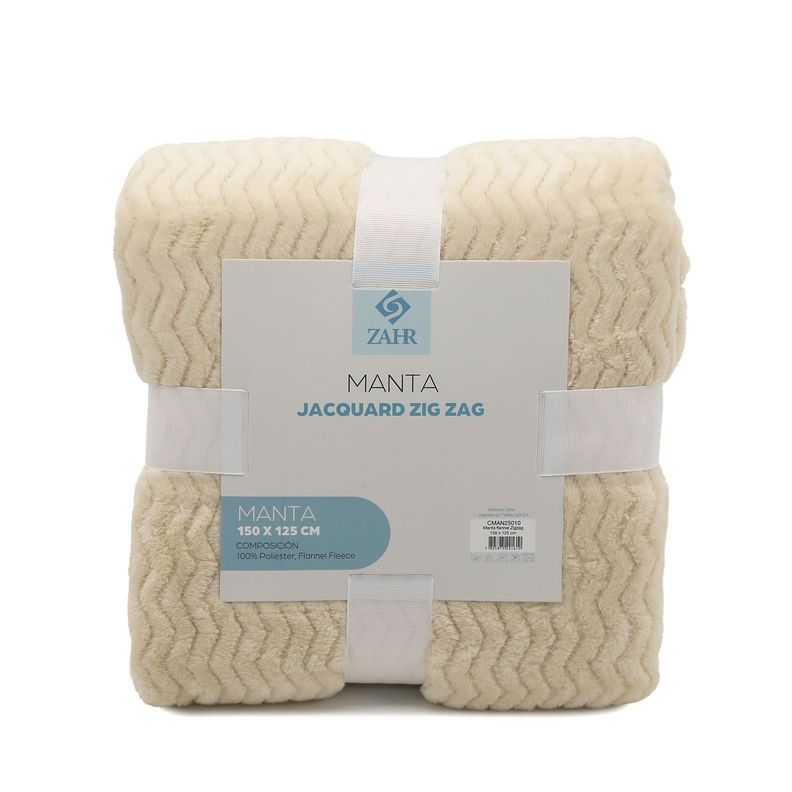 MANTA JAQUARD ZIGZAG CRUDO 125 X 150 CM-0