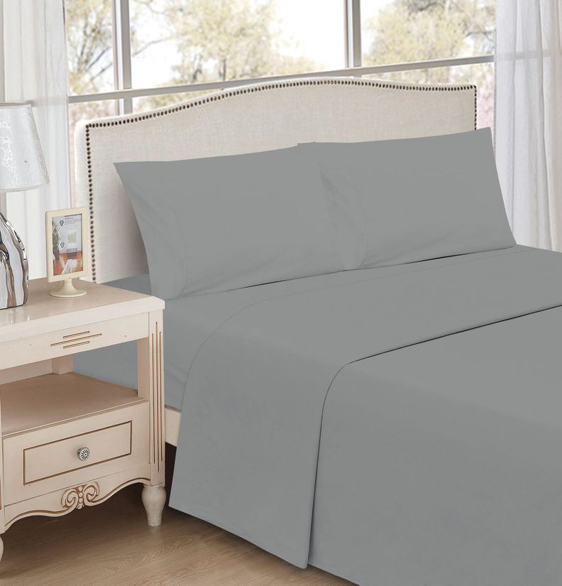JUEGO DE SABANAS GRIS LISAS KING