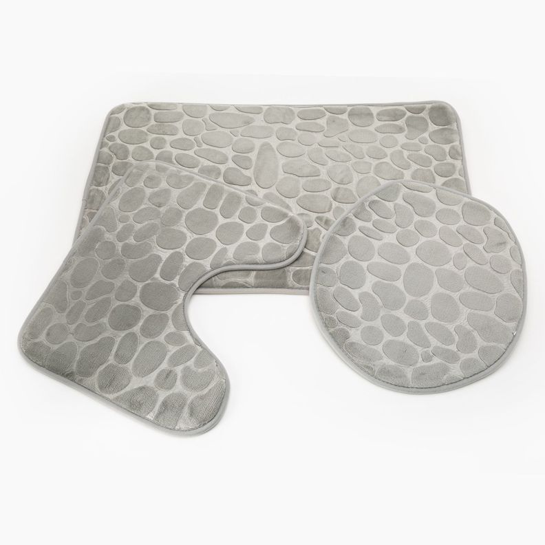SET ALFOMBRA BAÑO PISO Y CUBRE WC GRIS-0
