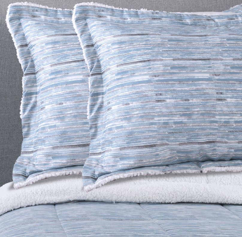 Plumon Estampado con Sherpa Celeste 2 Plazas-1
