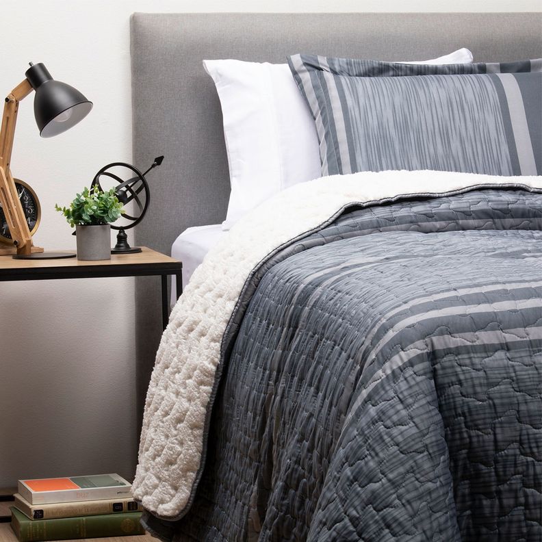 CUBRECAMA ESTAMPADO SHERPA GRIS-1