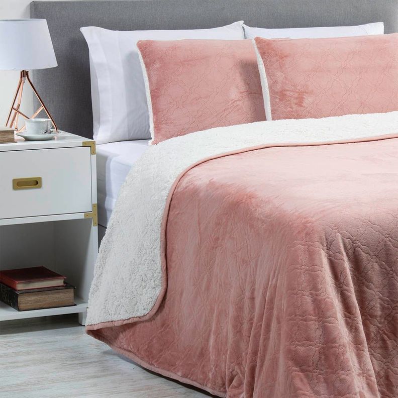Cubrecama Flannel Sherpa Malva-0