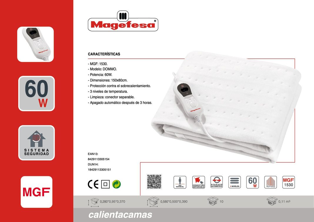 Calienta Camas Magefesa Dommo Mgf1530 1 Plaza-1