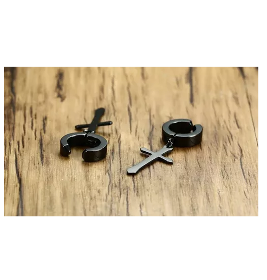 Aros Punk A Presion Cruz Black Mamba Hombre Mujer Moda-1