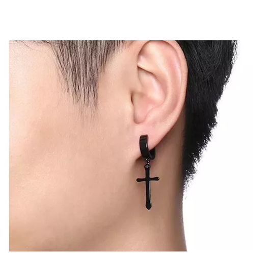 Aros Punk A Presion Cruz Black Mamba Hombre Mujer Moda-2