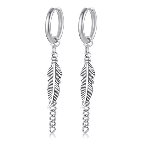 Aros Punk Plumas Silver Space Hombre Mujer-0