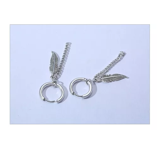 Aros Punk Plumas Silver Space Hombre Mujer-1