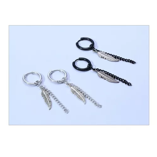 Aros Punk Plumas Silver Space Hombre Mujer-3