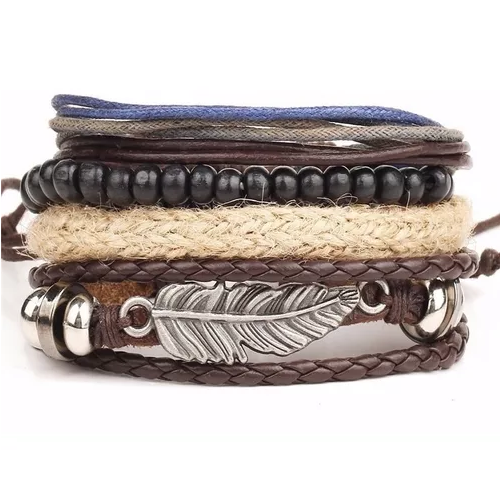 Pulsera De Cuero Hombre Caballeros Ajustable Moda-0