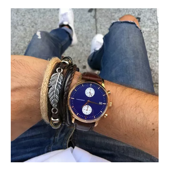 Pulsera De Cuero Hombre Caballeros Ajustable Moda-1