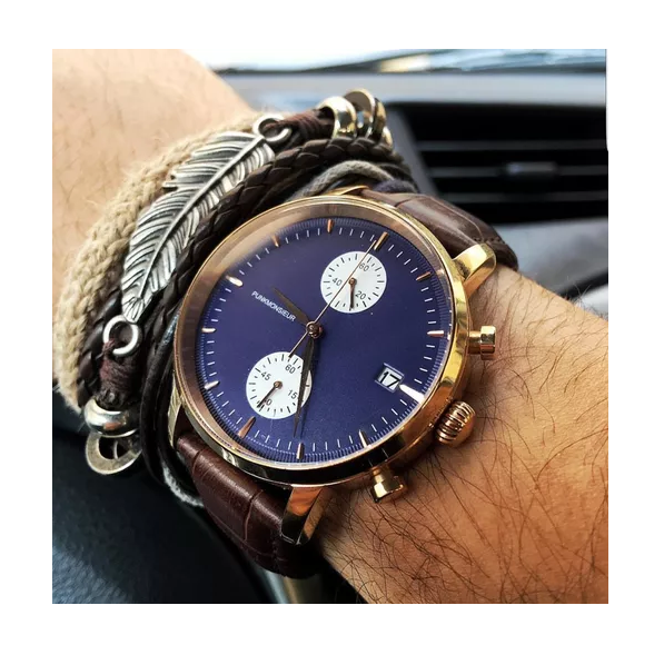 Pulsera De Cuero Hombre Caballeros Ajustable Moda-2
